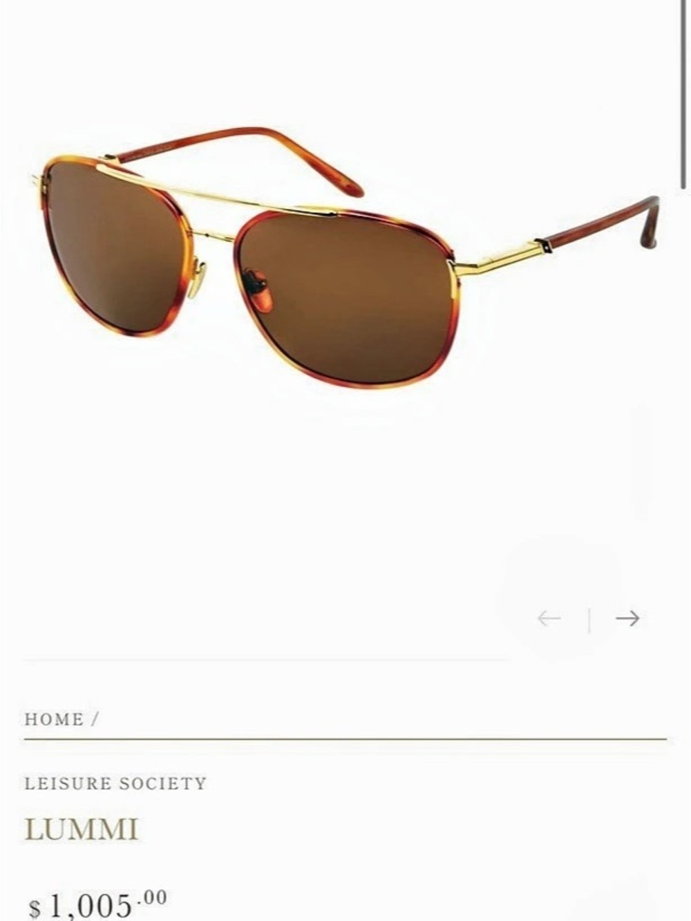 Leisure Society Lummi Havana Tortoise Gold Sunglasses NWT (24k Gold)